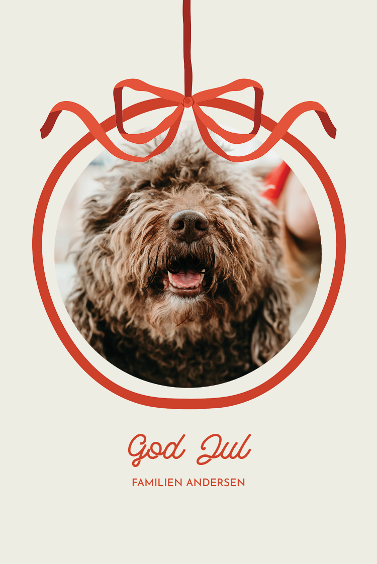 Kort — Julekugle og sløjfe