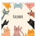 Årskalender kvadratisk — Kattepoter og kruseduller [kalender forside]