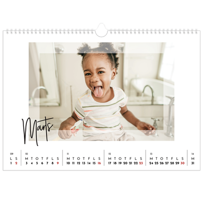 A3 Foto Kalender — Transperant ramme [Marts]