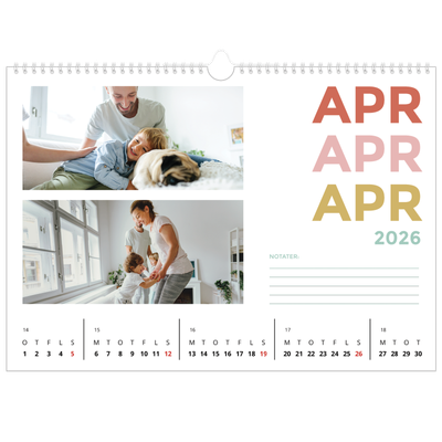 A3 Foto Kalender — Farverige fonter [April]