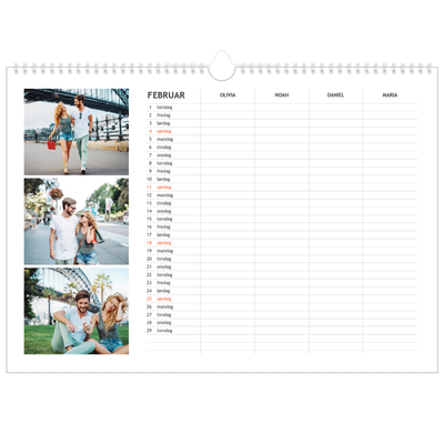 A3 Foto Kalender — Enkel familiekalender - Familie på 4 [Februar]