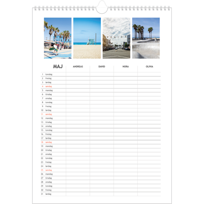 Familiekalender A3  — Enkel familiekalender - Familie på 4 [kalender forside]
