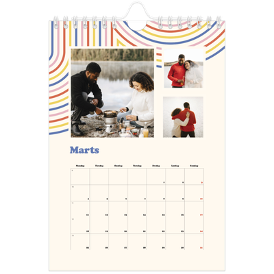 A5 Foto Kalender — Retro striber [Marts]