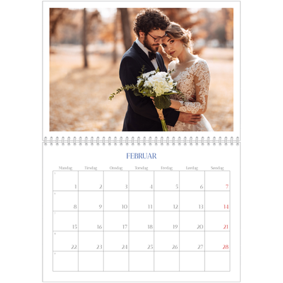 Fotokalender A4 dobbelt (30 x 40 cm) — Klassisk kobolt [Februar]