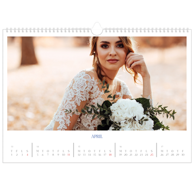 A3 Foto Kalender — Klassisk kobolt [April]