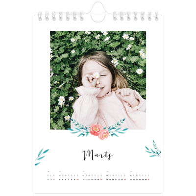 A5 Foto Kalender — Blomsterillustrationer [Marts]