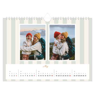Fotokalender A4 — Skrift og striber [kalender forside]