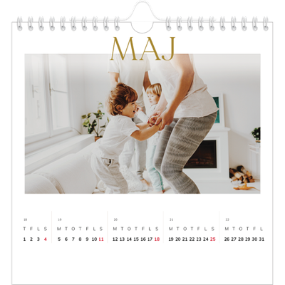 Årskalender kvadratisk — Guld stor skrift [kalender forside]