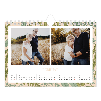 A5 Foto Kalender — Blomstret tapet [Februar]