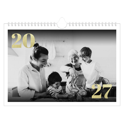 Fotokalender A4 — Store tal i glitter [kalender forside]