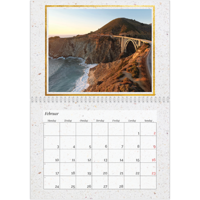 Fotokalender A4 dobbelt (30 x 40 cm) — Guld og mamor [Februar]