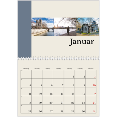 Fotokalender A4 dobbelt (30 x 40 cm) — Verdens seværdigheder [Januar]