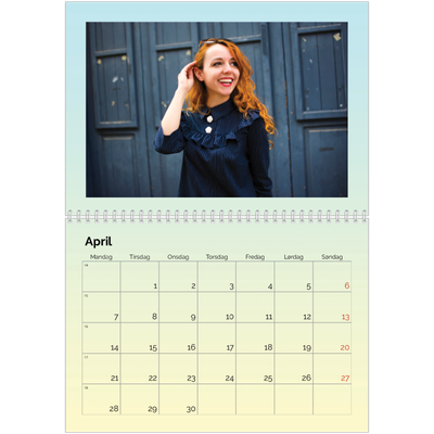 Fotokalender A4 dobbelt (30 x 40 cm) — Pastelfarver [April]