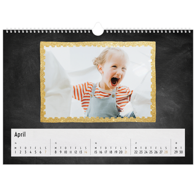 A3 Foto Kalender — Rammer med glitter [April]