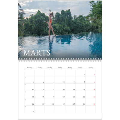 Fotokalender A4 dobbelt (30 x 40 cm) — Simpel serif [Marts]