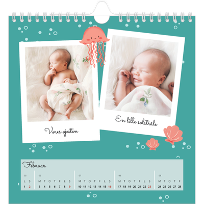 Årskalender kvadratisk — Søde dyr [Februar]