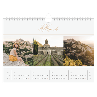 Fotokalender A4 — Elegant guld [Marts]
