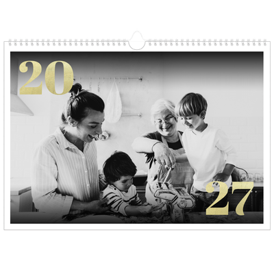 A3 Foto Kalender — Store tal i glitter [kalender forside]