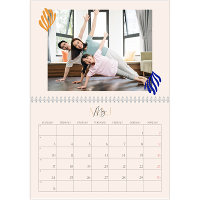 Fotokalender A4 dobbelt (30 x 40 cm) — Minimalistisk koral [Maj]