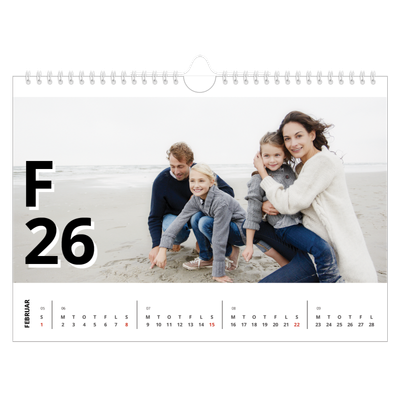 Fotokalender A4 — Bogstav og tal [Februar]