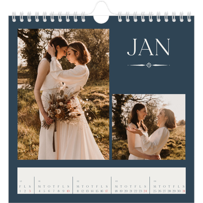 Årskalender kvadratisk — Skifer & seriffer [Januar]
