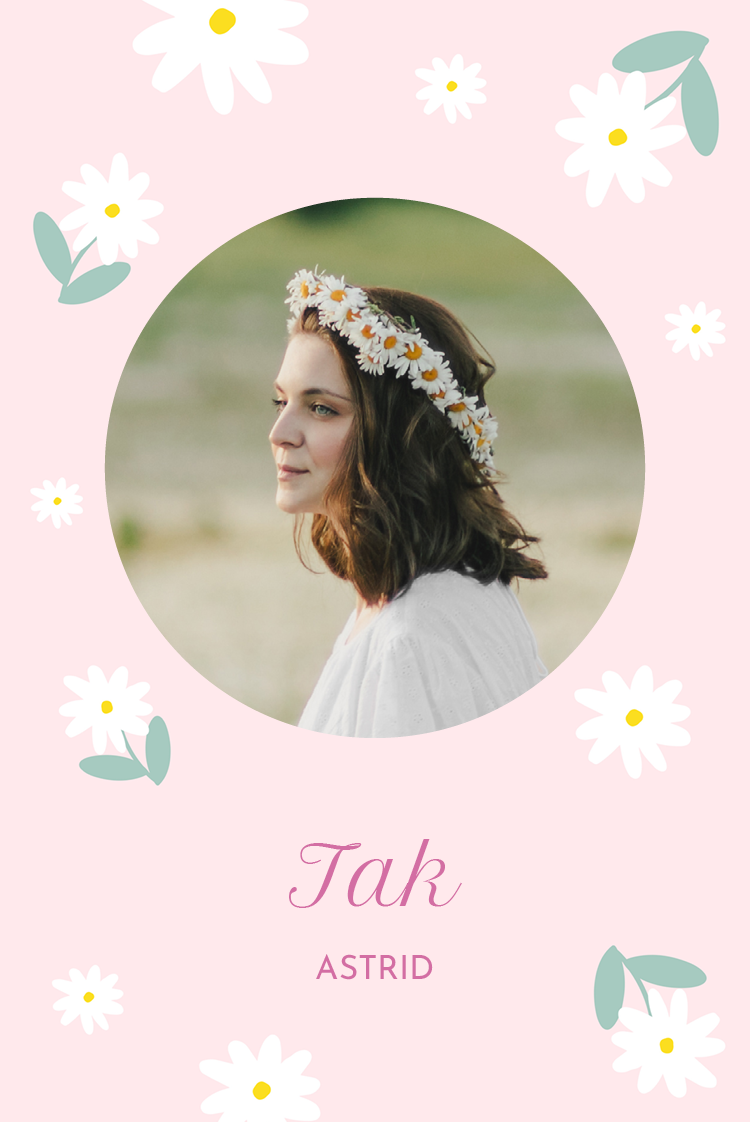 Takkekort — Pastel blomster