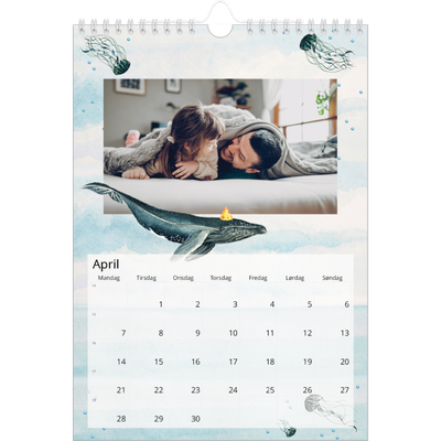 Fotokalender A4 (20 x 30 cm) — Akvarel dyr [April]
