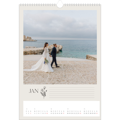 Årskalender A3 — Initialer i blomst [Januar]