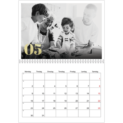 Fotokalender A4 dobbelt (30 x 40 cm) — Store tal i glitter [kalender forside]
