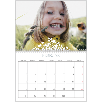 Fotokalender A4 dobbelt (30 x 40 cm) — Blomstmotiv [Februar]