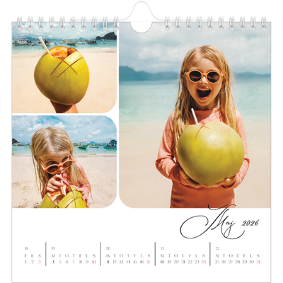 Årskalender kvadratisk — Øjebliksbilleder og skrift [kalender forside]