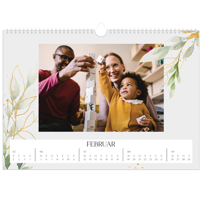 A3 Foto Kalender — Naturlig akvarel [Februar]