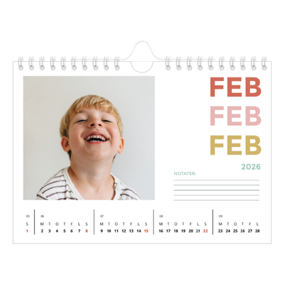 A5 Foto Kalender — Farverige fonter [Februar]