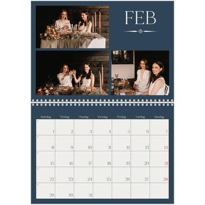 Fotokalender A4 dobbelt (30 x 40 cm) — Skifer & seriffer [Februar]