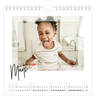 Årskalender kvadratisk — Transperant ramme [Marts]