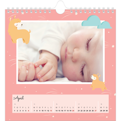 Årskalender kvadratisk — Søde dyr [April]