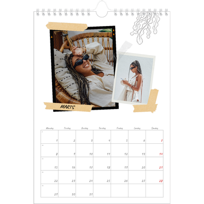 Fotokalender A4 (20 x 30 cm) — Scrapbook stil [Marts]