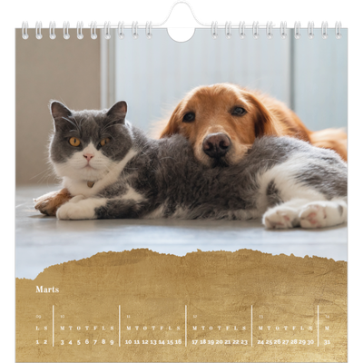 Årskalender kvadratisk — Classic Gold [Marts]