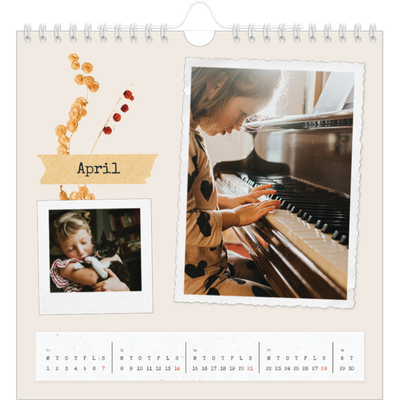 Årskalender kvadratisk — Vintage scrapbooking [April]