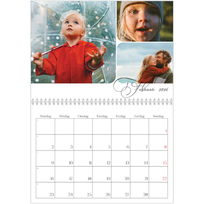 Fotokalender A4 dobbelt (30 x 40 cm) — Øjebliksbilleder og skrift [Februar]