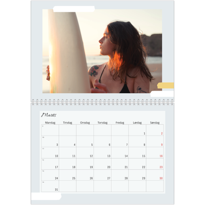 Fotokalender A4 dobbelt (30 x 40 cm) — Pastellfarver [Marts]