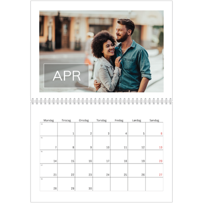 Fotokalender A4 dobbelt (30 x 40 cm) — Stor dato [April]
