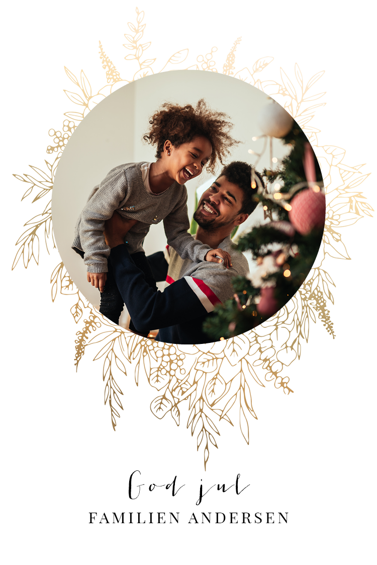 Kort — Guld blomsterstregtegninger