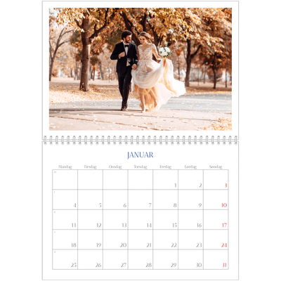 Fotokalender A4 dobbelt (30 x 40 cm) — Klassisk kobolt [Januar]