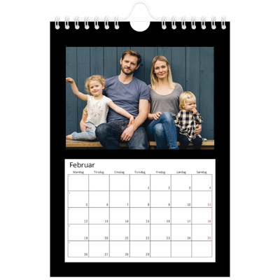 A5 Foto Kalender — Sort ramme [Februar]