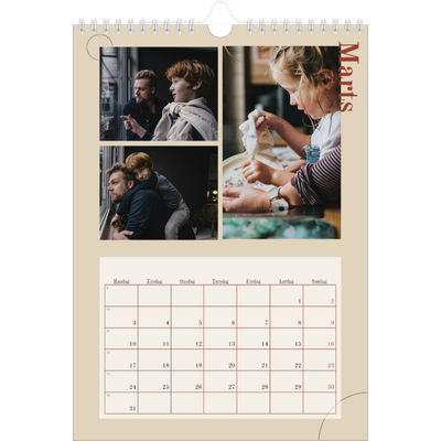 Fotokalender A4 (20 x 30 cm) — Asymmetrisk tekst [Marts]