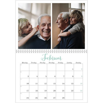 Fotokalender A4 dobbelt (30 x 40 cm) — Hej verden [Februar]