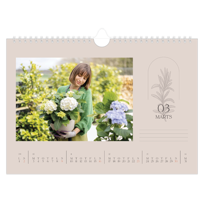 Fotokalender A4 — Enkel botanisk [Marts]