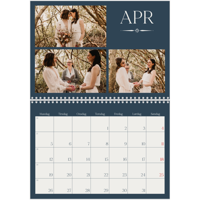 Fotokalender A4 dobbelt (30 x 40 cm) — Skifer & seriffer [April]