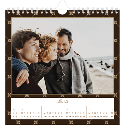 Årskalender kvadratisk — Vintage monokrom [Marts]